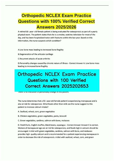 Orthopedic NCLEX Exam Practice Questions with 100 Verified Correct Answers 2025202653 video
