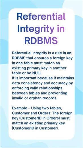 Referential Integrity in RDBMS | Referential Integrity #shorts #rdbms #sqlserver