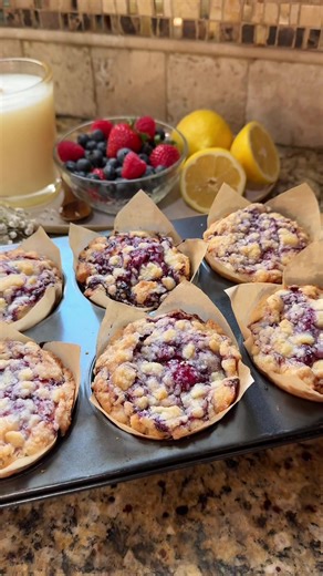 Triple Berry Muffins with Crumble Topping Recipe
