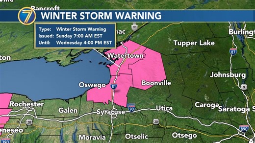 A Winter Storm Warning has been issued for Jefferson, Oswego, Lewis county(ies) until Jan 21 4:00PM Download the 7 News Weather App for more information. | Kris Hudson