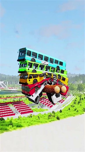 Mixed Rainbow Colorful Cars and Buses Fall Crash # 3 #automobile #beamngnoob #carcrash