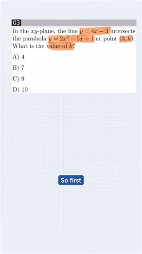 SAT Math: Finding Intersection Points the Easy Way! 🎯 Problem 3/5 #satmath #satprep #satexam