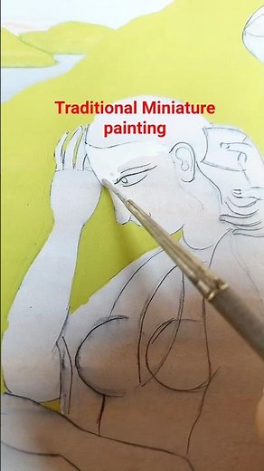 Radha painting||HOW TO USE WATERCOLOR||Indian miniature painting|| Kangra painting #shorts