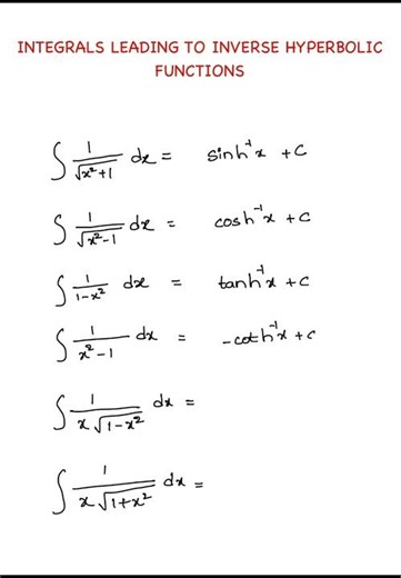 Integrals Leading to Inverse Hyperbolic Functions | JEE Advanced