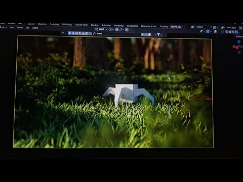Small spider robot walking in a forest(animated in blender)