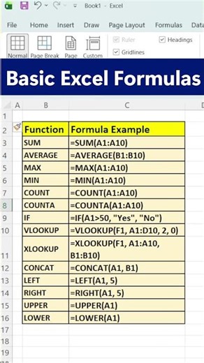 Master Excel Formulas in 1 Minute ⏱️Part -1 #excel #npstudyzone #shorts