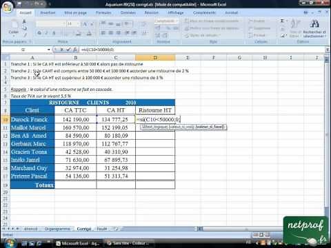 Excel : Fonction SI imbriquée (exercice 2)
