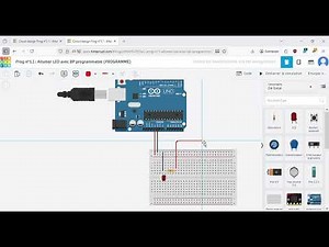 3/4 - Tinkercad - Didactitiel - Allumer une LED avec un bouton poussoir à programmer - câblage