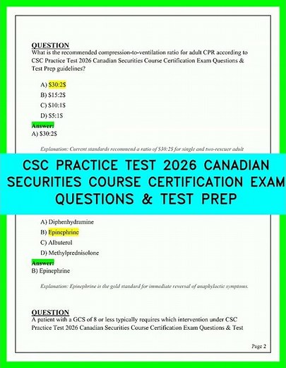 CSC PRACTICE TEST 2026 CANADIAN SECURITIES COURSE CERTIFICATION EXAM QUESTIONS & TEST PREP 2026