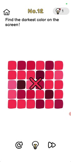 Brain out:Tricky puzzle: Level 12 Find the darkest colour on the screen. #brainout #puzzlesolved