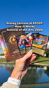 🎨 Disney Lorcana at EPCOT: How It Works (Festival of the Arts 2026) 🎨 If you want to play the Disney Lorcana experience at EPCOT, here’s what you need to know: 🖌 Start Here Pick up a FREE Festival Questbook 📍 World Showcase Bridge 🕘 Available at park opening (while supplies last) 📖 The Questbook lets you do TWO things: 🔍 Ink & Find Scavenger Hunt • Search EPCOT for giant Disney Lorcana cards • Complete the hunt and earn: 👉 Rapunzel – Appreciative Artist promo card 🎴 Collector Quest • Yo
