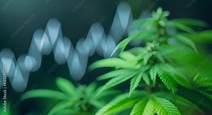 Cannabis Stock Market: Rising Green Leaves Symbolizing Growth in Commercial Marijuana Industry. Concept Marijuana Stocks, Cannabis Investing, Marijuana Industry Trends, Green Rush