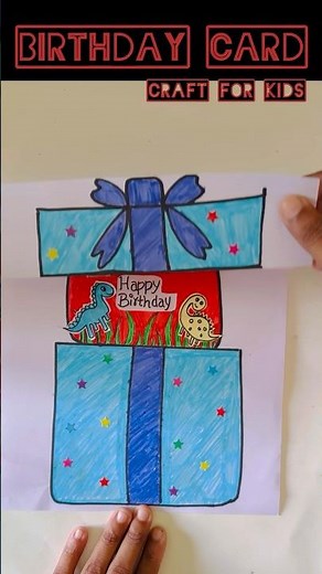 Friends HBD 💝 for Kids !How to Make Paper Folding Birthday Gift / 🎁 DIY Craft / 🦖+🎂 HBD Card