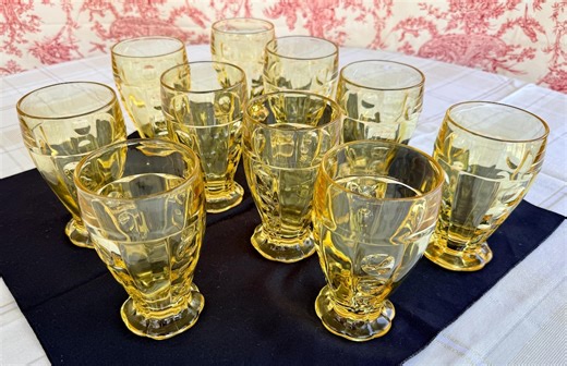 Vintage Heisey Yellow Glass Set, Old Sandwich Pattern, 12 Oz, Set of 10 - Etsy