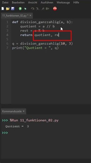 Mehrere Rückgabewerte aus einer Funktion in Python #python #function #return