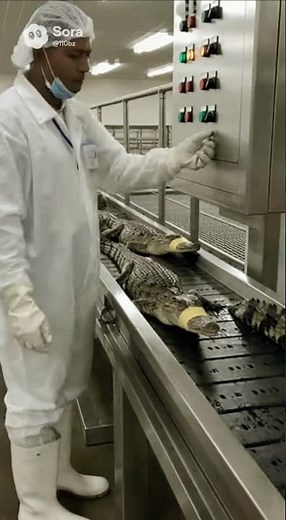 Crocodile Leather and Meat Production in a Factory! #crocodile #food #industrial #industry #shorts