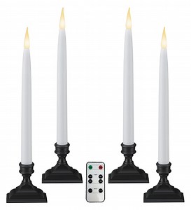 612 Vermont Battery Operated LED Window Candles with Timer, Remote Control, Warm White Flicker or Steady On (VTR1660A-4, Pack of 4)