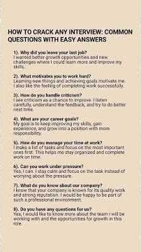 How to Crack Any Interview | Easy Answers 🔥Simple & Smart