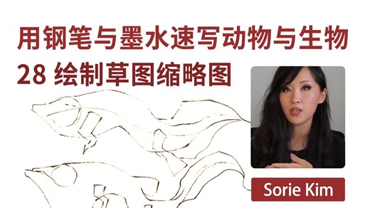 用钢笔与墨水速写动物与生物 28 绘制草图缩略图