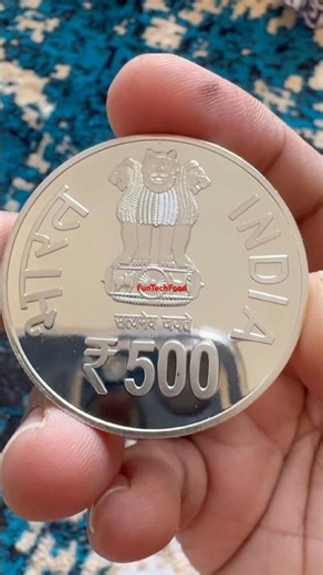 Bharat ka chandi ka sikka🪙 Indian 500 rupee mirror finish UNC silver coin #4k #coin #viral #shorts