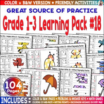 Engaging Math Pack | Grade 1–3 | Spring & Fall | Add, Sub, Multiplication, Div.