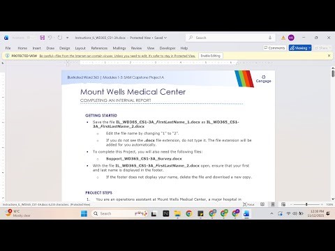 Illustrated Word 365 | Modules 1-3: SAM Capstone Project A Mount Wells Medical Center