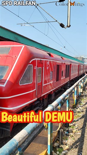 Beautiful Red DEMU . DEMU TRAIN . Diesel Electric Multiple Unit . New Coach Bihar Station