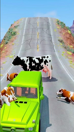 Big & Small Cars & Truck VS 3 Cow - BeamNG.Drive