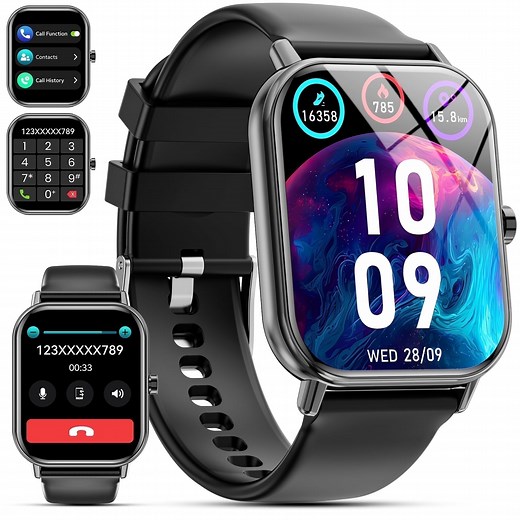 Mingwear 1.85-Inch Men's and Women's smartwatch fits for Android and iPhone Devices with Fitness Tracker, Pedometer, Answer/Call/120 Sport Modes, IP68 Waterproof Fitness Watch（black） - Walmart.com