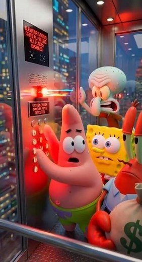 They Got Stuck in an Elevator… Then Something Changed 😱🤣 #spongebob #spongebobsquarepants