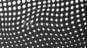 Black grey background with white oval dots in a dynamic wave pattern, seamless looping animation for modern designs.
