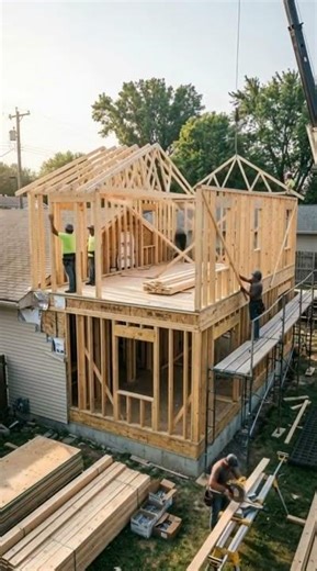 building a two-story home addition from scratch #shorts #homeaddition #construction