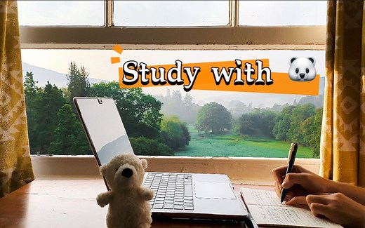 Study with me - 🐻‍❄️ - 15 ｜湖区清晨1小时学习｜音乐+自然白噪音｜云霭沉沉雾气蒙，晨曦微露镜池清｜番茄钟｜窗边自习室