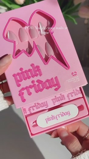 PINK FRIDAY NAILS BY NICKI MINAJ on Instagram: "@karenncamargo_ showing us how to do these cute Pink Friday press on nails at home! Crushing it in pink velvet never misses 💕 Get into this step-by-step tutorial 💅🏾💕"