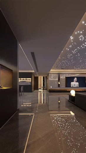 A home where the stars don't just shine outside—they become part of your ceiling. ✨🌆💎 #LuxuryInterior #AestheticHome #BeautifulInteriors #LuxuryLifestyle #creatorsearchinsights