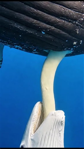 Baby Beluga Following Mother in the Arctic Ocean
