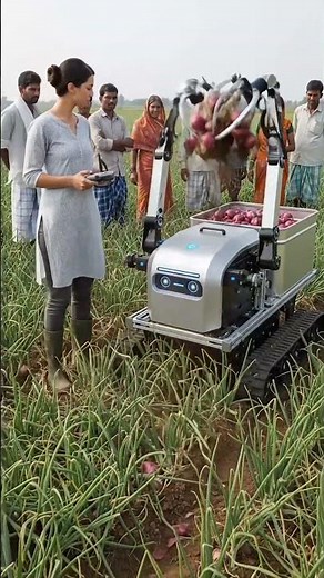 Process of harvesting onions using a remote-controlled robot