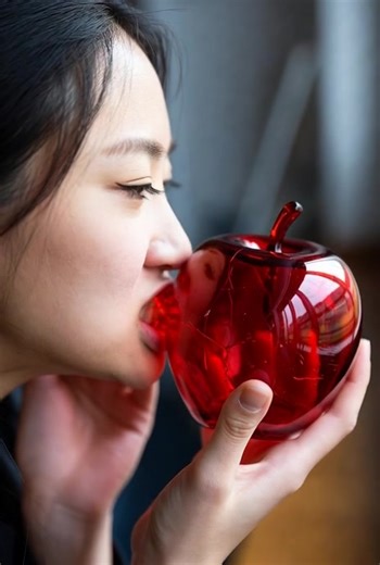 A women eating red apple #ai #aivideo #apple #asmr