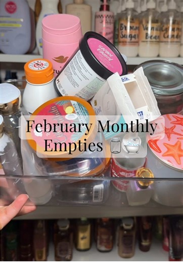 February monthly empties/ project pan update! @Dove Beauty & Personal Care @Tree Hut @Bath & Body Works @Bath & Body Works UK @LUSH @Kayali @Mona Monica Kattan🧸 @GARNIER @Beauty of Joseon UK @SAND AND FOG @mitchum @mitchumuk #projectpan #empties #showerproducts #showertok #projectpan2026