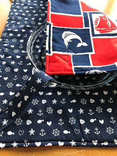 Reversible Nautical Fabric Casserole Carrier – Pie or Dish Potluck Tote - Etsy Canada