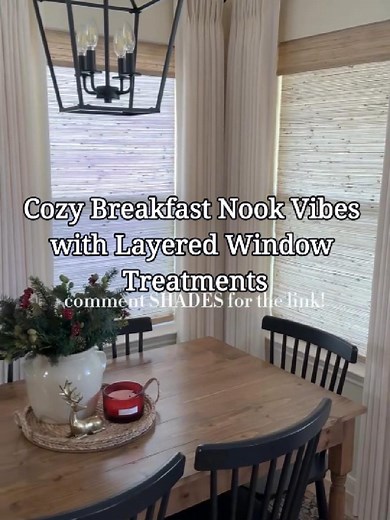 Cozy Breakfast Nook Ideas with Layered Window Treatments