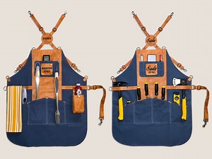 Heavy Duty Waxed Apron for Men, Personalized Name Initials or Logo. Woodworking Apron, BBQ Apron With Leather Bottle Holder, Brass Hardware - Etsy