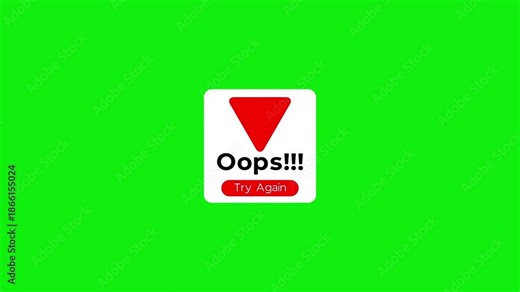 oops alert error popup floating up and down animation 4k.