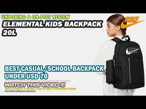 NIKE ELEMENTAL KIDS BACKPACK BAG 20L UNISEX SPORT/CASUAL/SCHOOL 100% ORIGINAL D06737-010 BLACK
