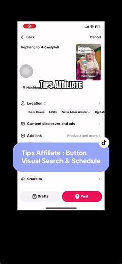 Tips Affiliate: Button Visual Search & Schedule