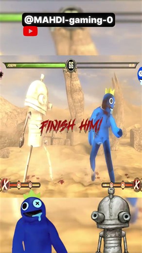 RAINBOW FRIENDS Blue FATALITY on Machinarium's JOSEPH! 🤯 MK9 Mod #shorts