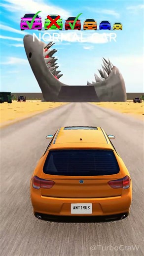 Big & Small Cars vs A Big SHark #usashorts #beamngdrive