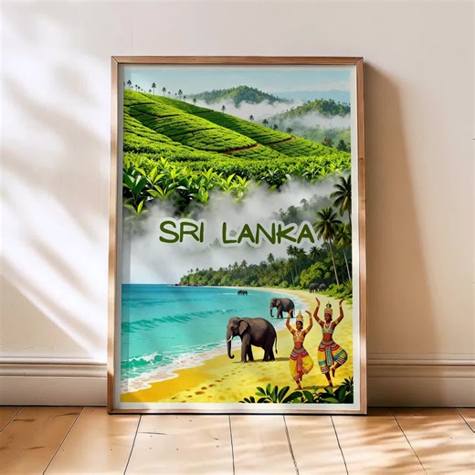 Sri Lanka Poster Print, Sri Lanka Landscape Print, Sri Lanka Travel Print, Travel Poster, Elephant Art, Landscape Poster, Sri Lanka Costal - Etsy