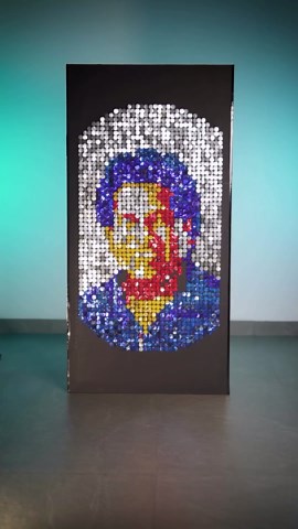 Rob on Instagram: "Can you guess who this LEGEND is? ✨ Comment down below tagging the legend👇 . Tried a minimalist pixel art portrait with recycled soda cans. It took way longer than what I was expecting but I think it turned out pretty well. SQUINT YOUR EYES to see the portrait come alive. . Do let me know what you think of it 👍"