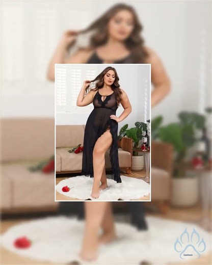 Women's Plus Size Split Long Mesh Lingerie Dress Babydoll Chemise